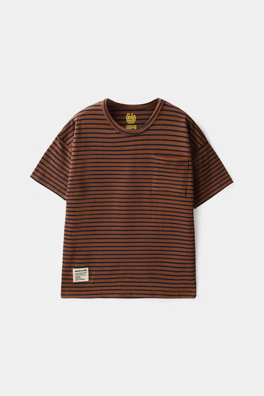 Boys Yarn Dyed T-Shirt - Brown