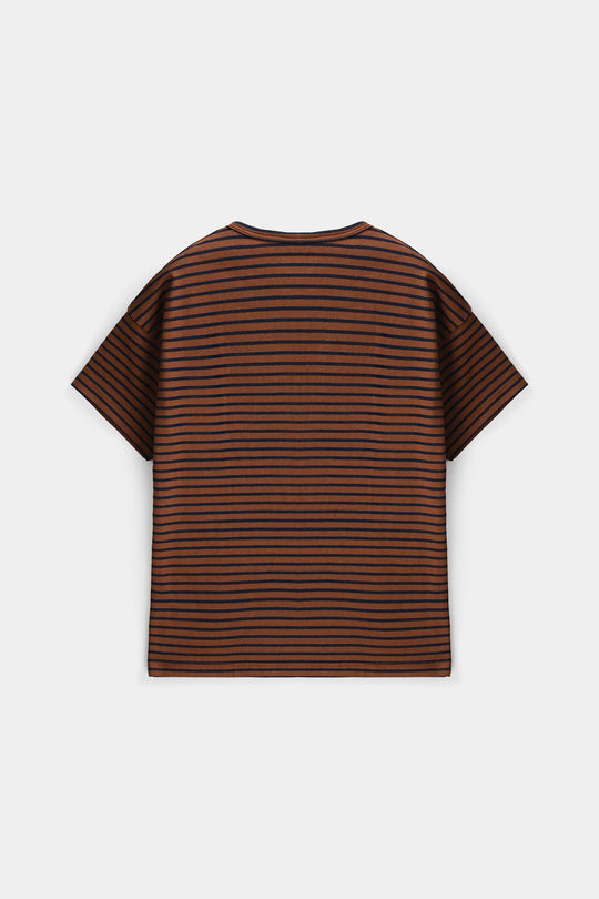 Boys Yarn Dyed T-Shirt - Brown