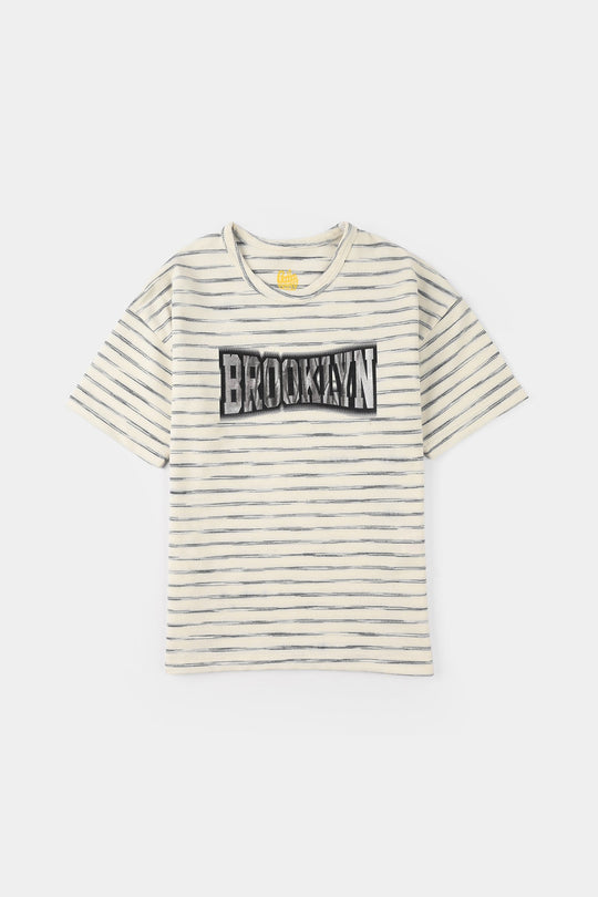 Boys Yarn Dyed T-Shirt (Brooklyn) - Brown