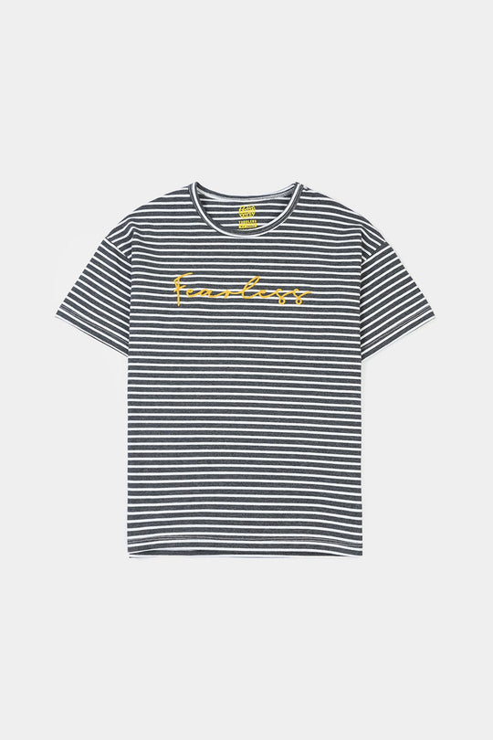 Boys Yarn Dyed T-Shirt (Fearless) - Grey