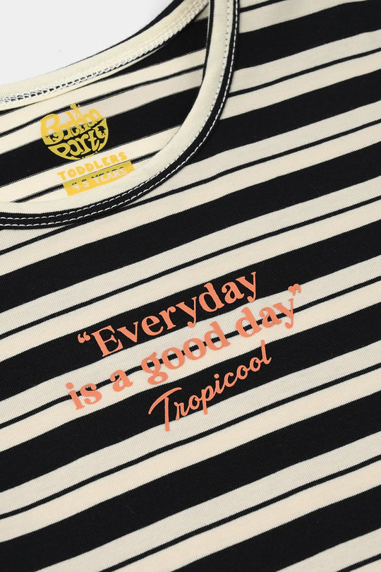 Boys Yarn Dyed Everyday T-Shirt - Black/Cream