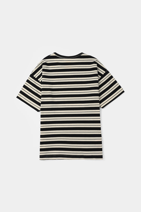 Boys Yarn Dyed Everyday T-Shirt - Black/Cream