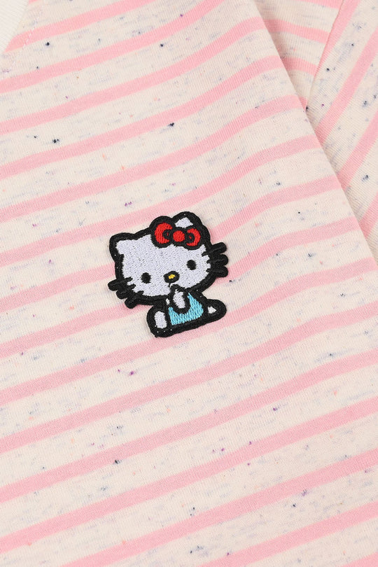 Girls Yarn Dyed Kitty T-Shirt - Pink