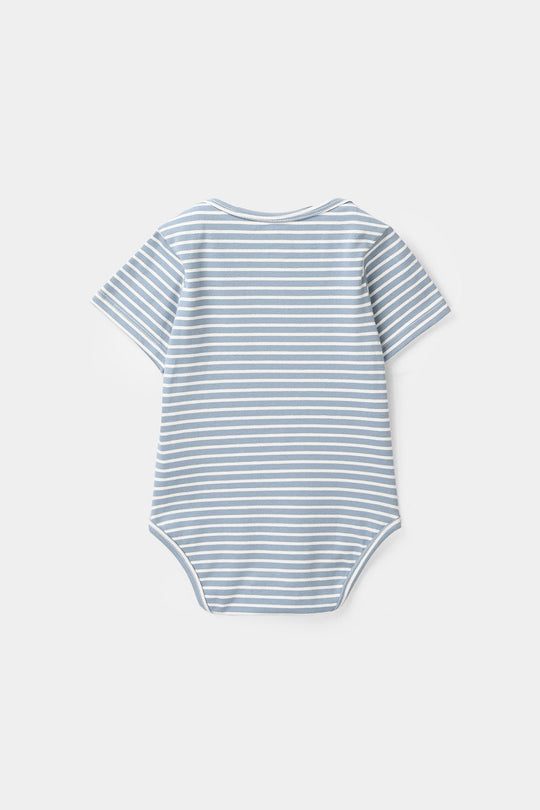 Infant Boys Jersey/Terry Knitted Romper - Blue