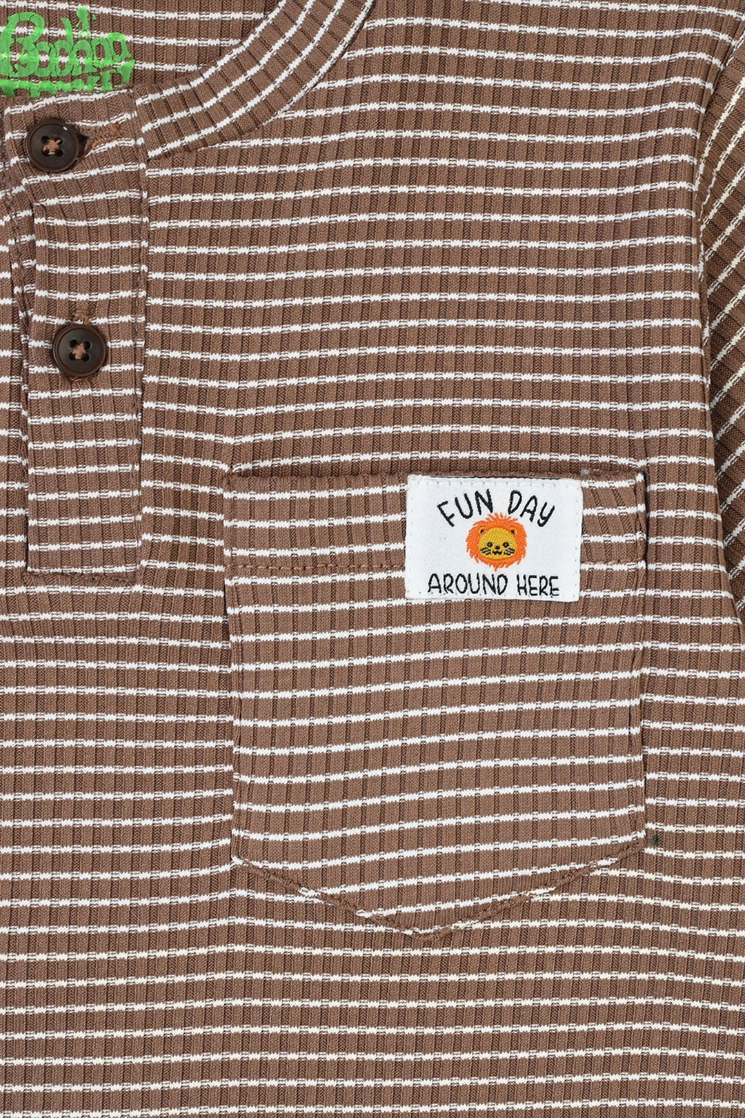 Infant Boys Yarn Dyed Knitted Romper (Fun Day) - Brown