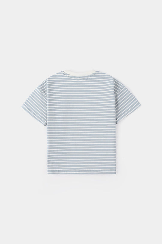 Infant Boys Yarn Dyed Round Neck T-Shirt (Race) - Grey