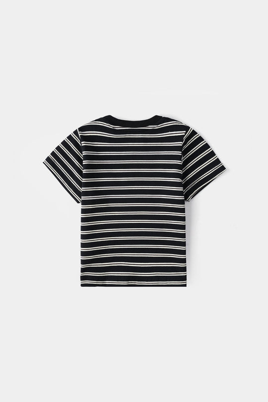 Infant Boys Yarn Dyed Round Neck T-Shirt Lets Go - Black