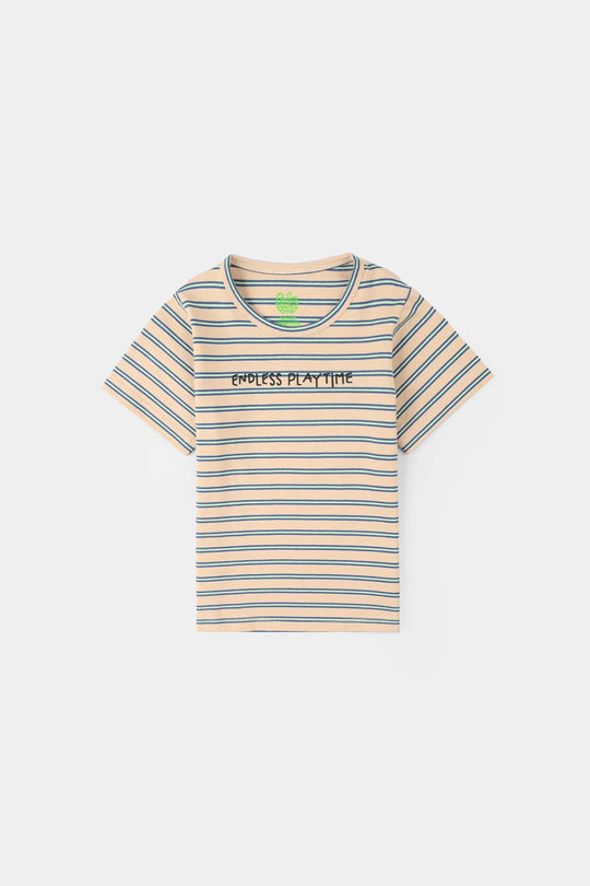 Infant Boys Yarn Dyed Round Neck T-Shirt - Brown