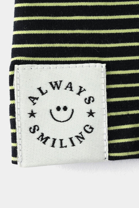 Infant Boys Yarn Dyed Round Neck T-Shirt (Always Smiling) - Black