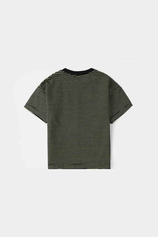 Infant Boys Yarn Dyed Round Neck T-Shirt (Always Smiling) - Black
