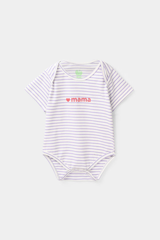 Infant Girls Jersey/Terry Knitted Romper - Purple