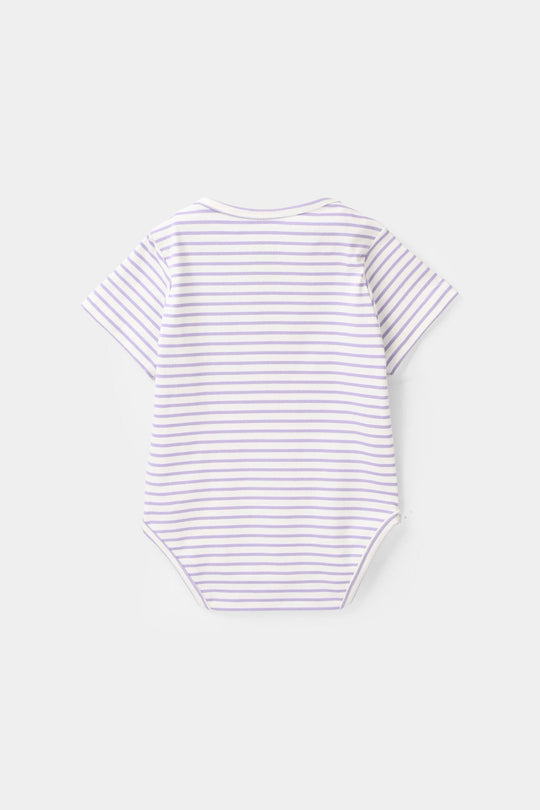 Infant Girls Jersey/Terry Knitted Romper - Purple