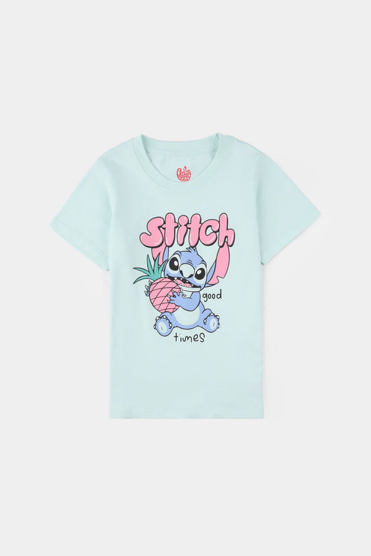Girls Jersey/Terry T-Shirt Stitch - Blue