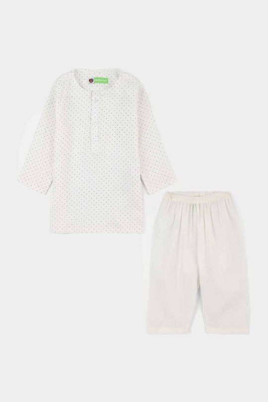 Infant Boys Poly Viscose Kurta Pajama - Off White