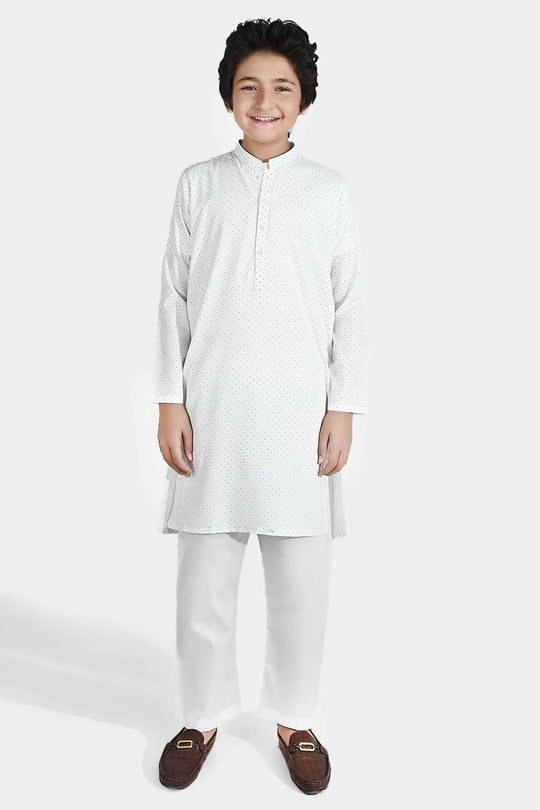 Boys Poly Viscose Kurta Pajama - Off White
