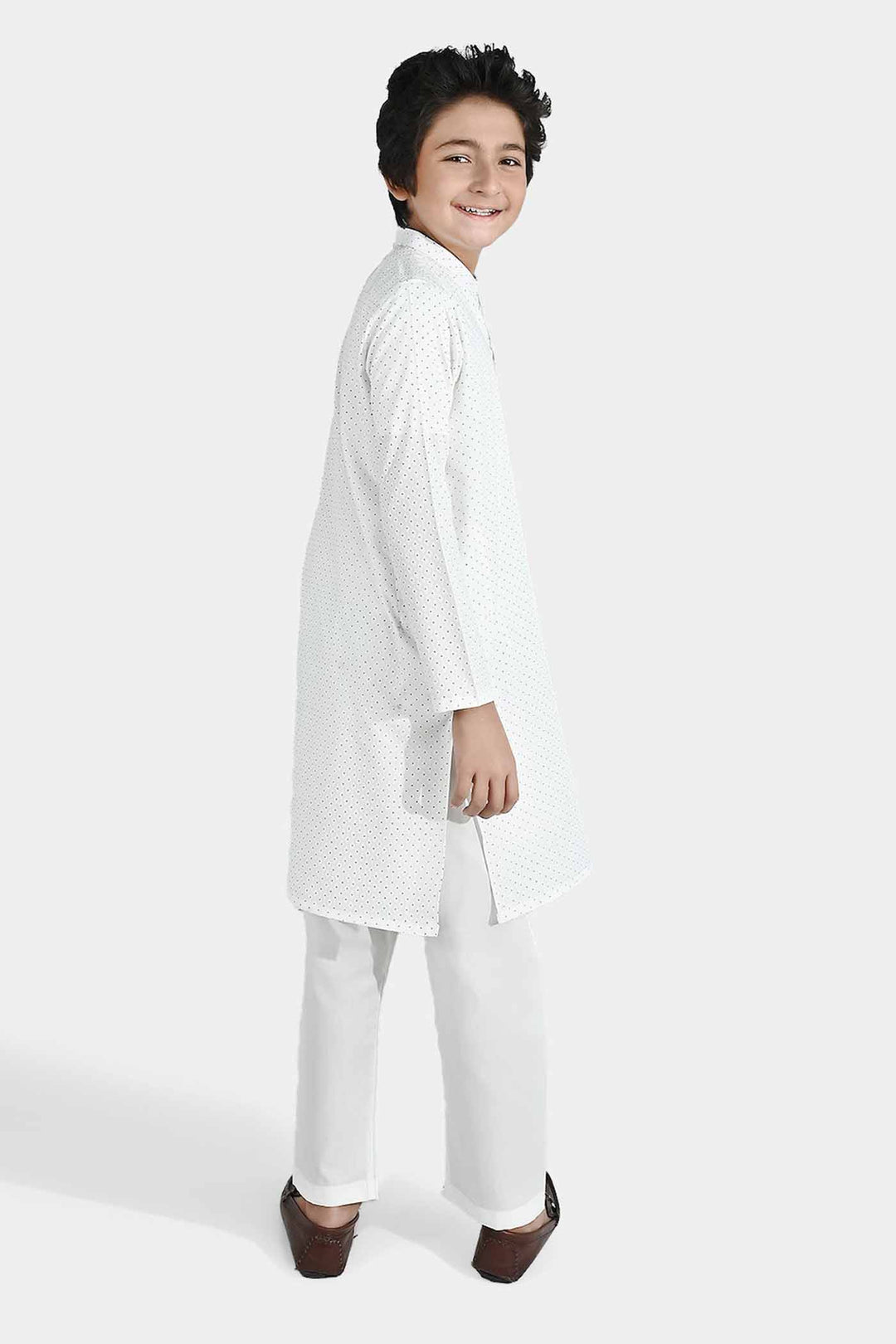 Boys Poly Viscose Kurta Pajama - Off White