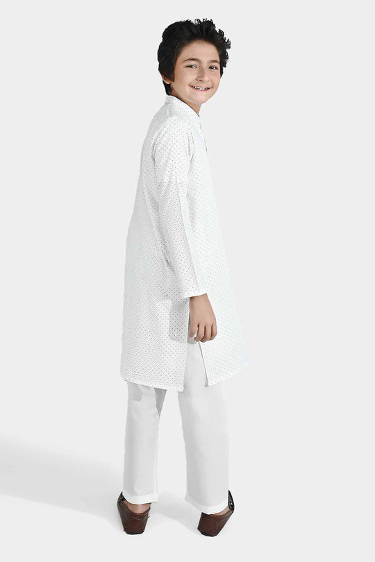 Boys Poly Viscose Kurta Pajama - Off White