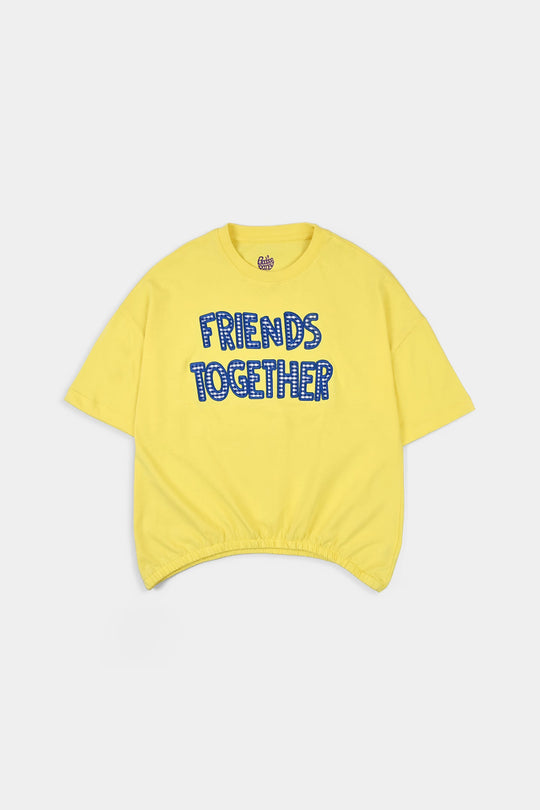 Girls Jersey/Terry T-Shirt (FRIENDS TOGETHER) - Lemon/Yellow