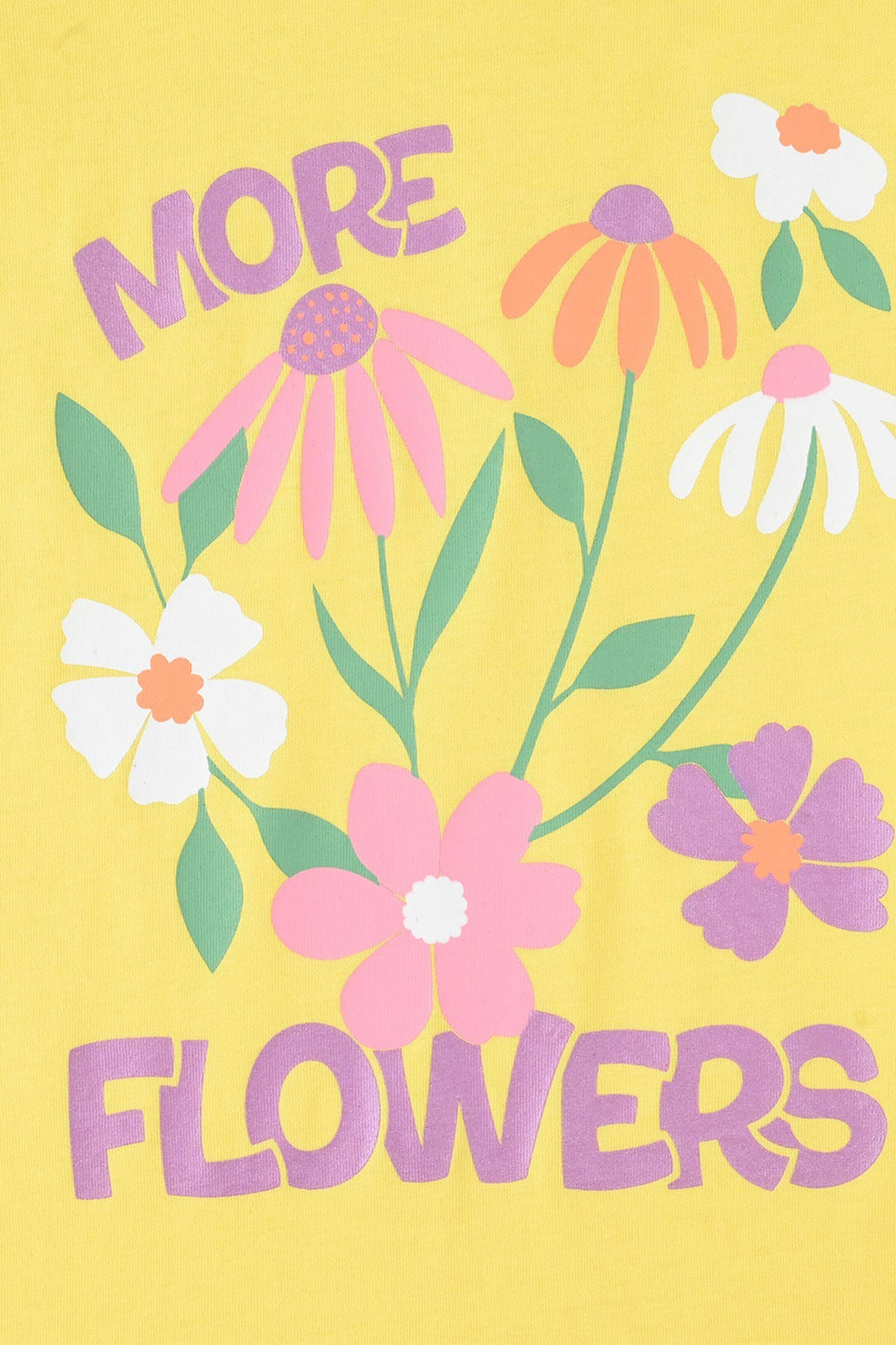 Girls Jersey/Terry T-Shirt (FLOWERS) - Lemon/Yellow