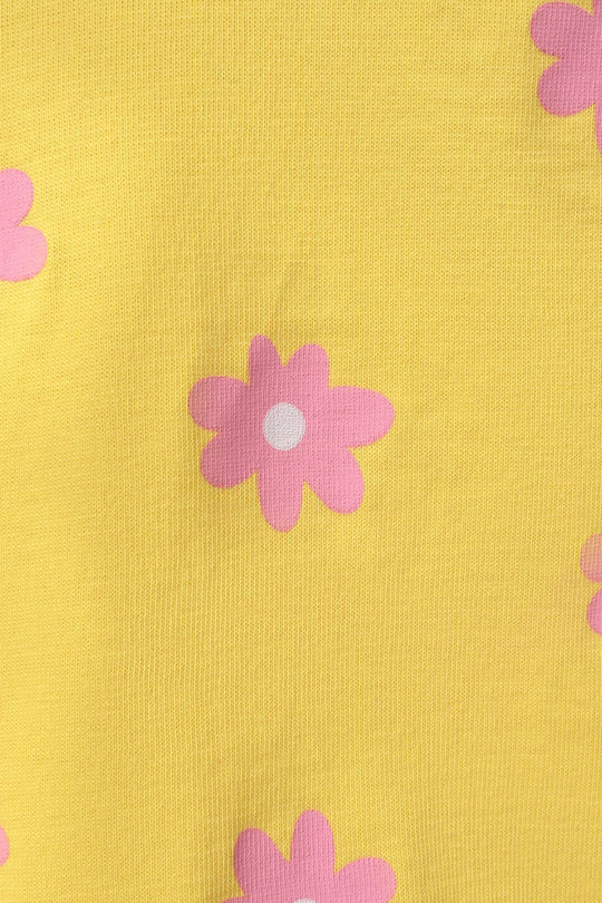 Infant Girls Jersey/Terry T-Shirt (Flower) - Yellow