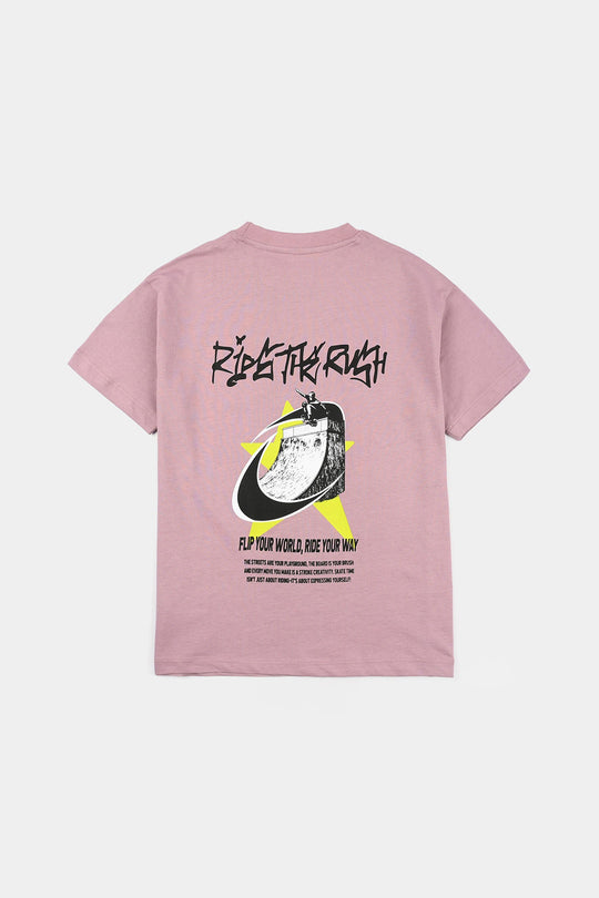 Boys Cotton Jersey T-Shirt (RIDE THE RUSH) - Elderberry
