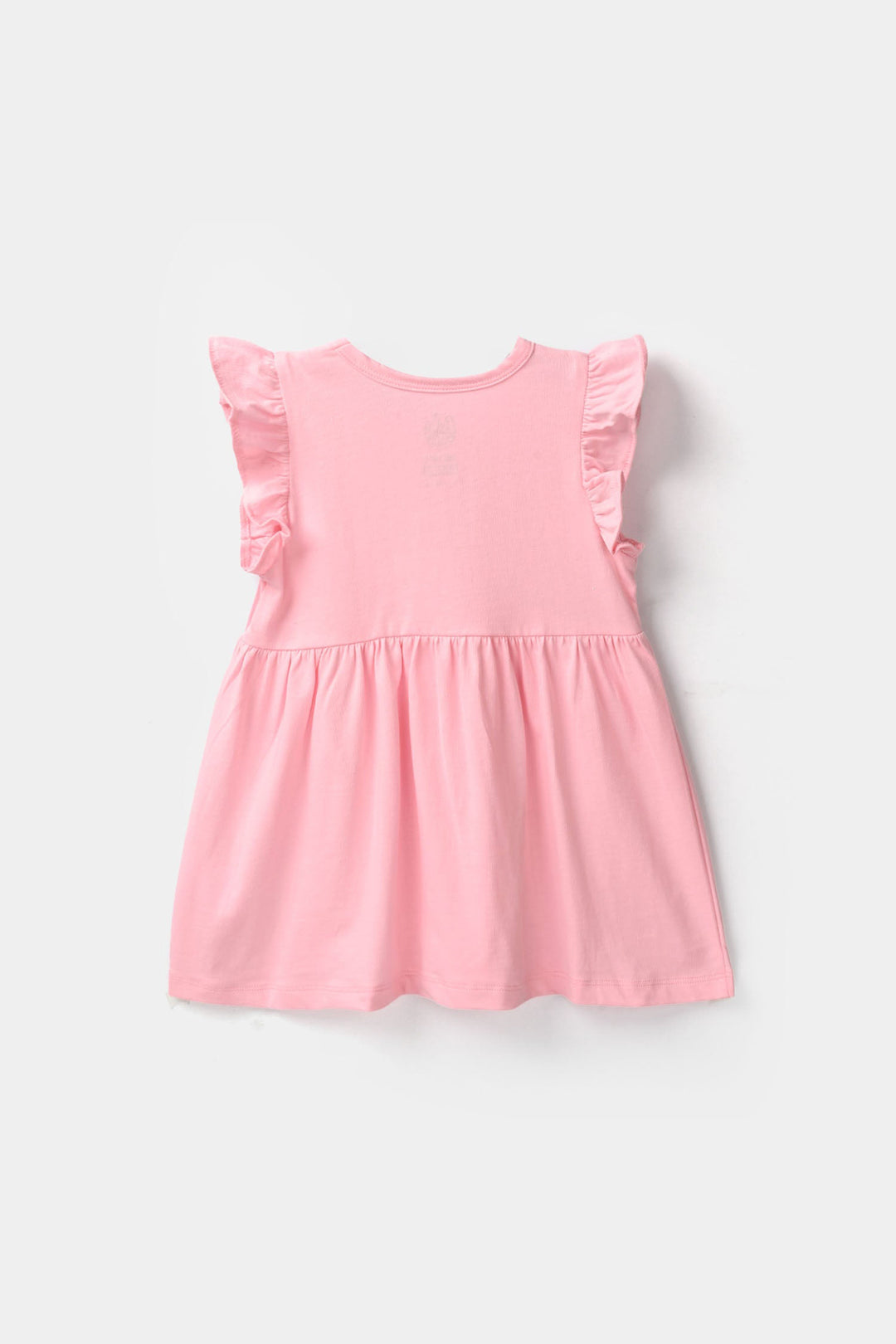 Infant Girls Cotton Jersey Knitted Frock - Pink