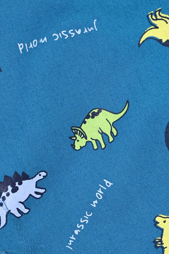 Infant Boys Cotton Poplin Shirt (Dinosaurs) - Blue