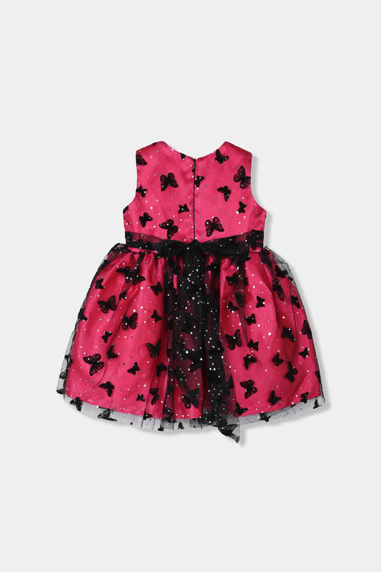 Girls Net Fancy Frock-3D Butterfly