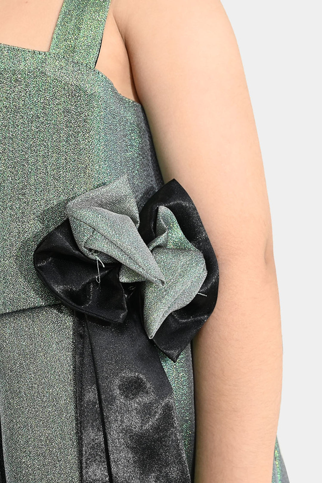 Girls Organza Fancy Frock (Bow) - Green