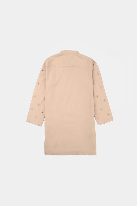 Boys Poly Viscose Printed Kurta -Beige