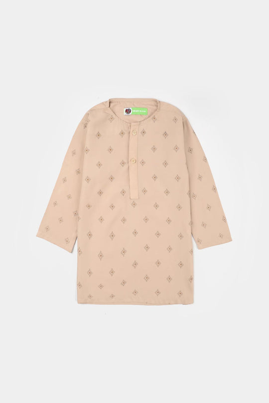 Infant Boys Poly Viscose Printed Kurta (Geometric)-BEIGE