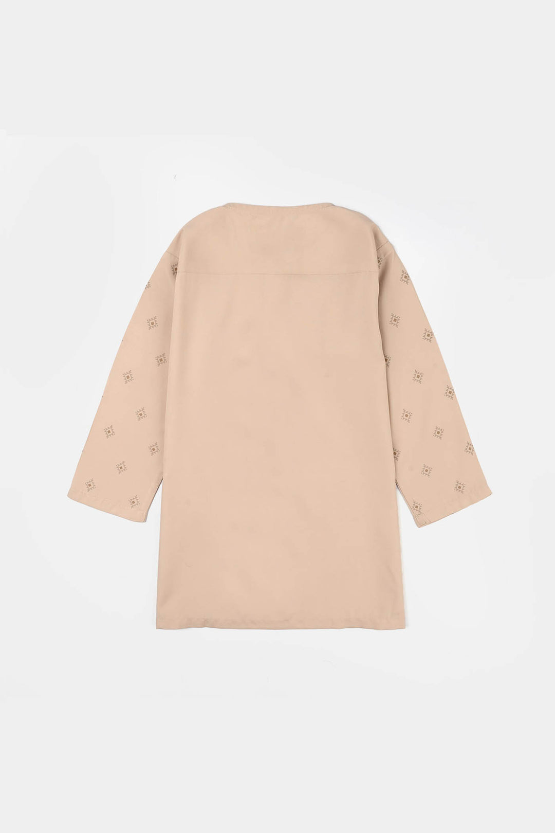 Infant Boys Poly Viscose Printed Kurta (Geometric)-BEIGE