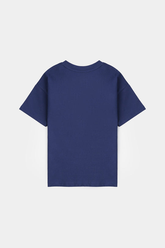 Girls Jersey/Terry T-Shirt - Navy Blue