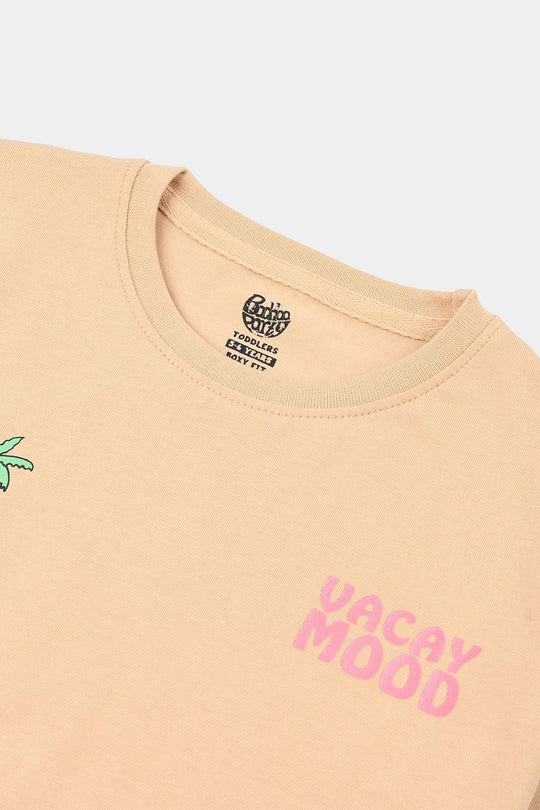 Girls Jersey/Terry T-Shirt (Vacay Mood) - Apricot