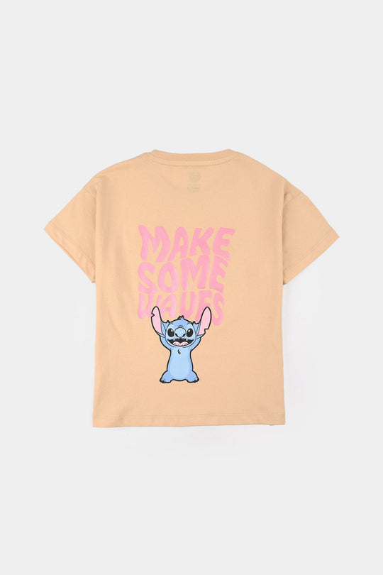 Girls Jersey/Terry T-Shirt (Vacay Mood) - Apricot