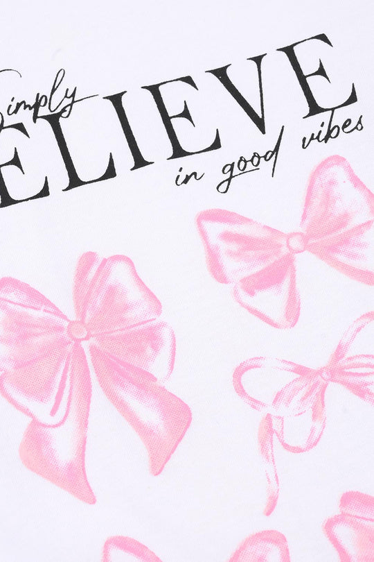 Girls Jersey/Terry T-Shirt (Believe) - White