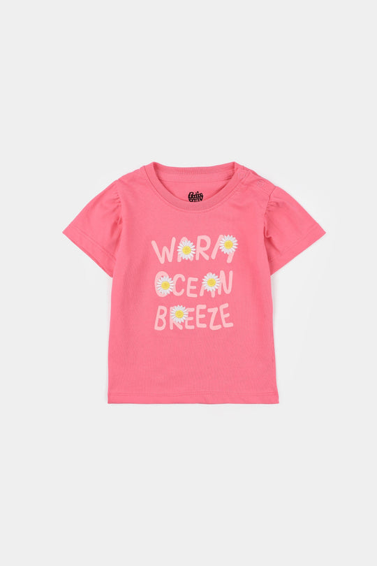 Infant Girls Jersey/Terry T-Shirt (Warm Ocean Breeze) - Plumeria