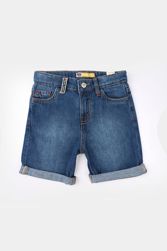 Boys Denim Rigid Shorts - Mid Blue