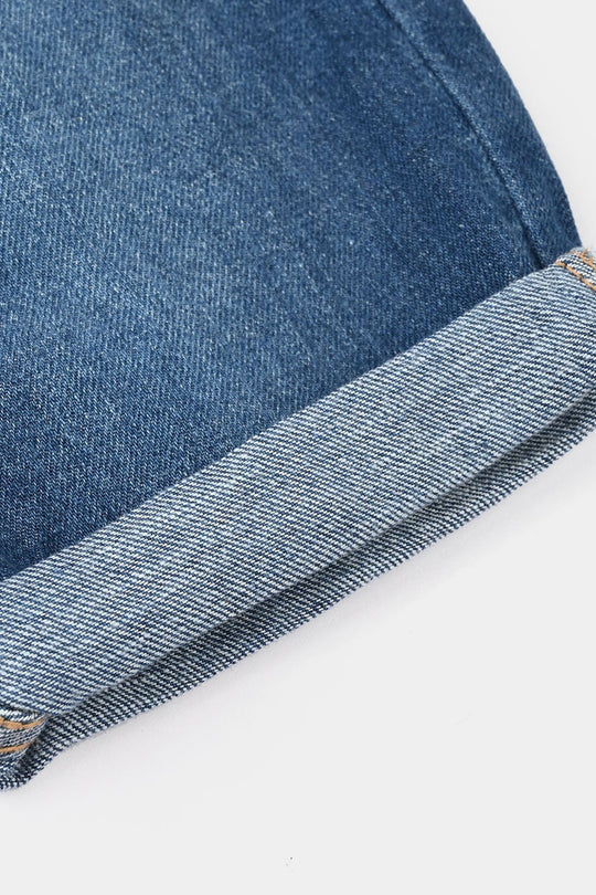 Boys Denim Rigid Shorts - Mid Blue