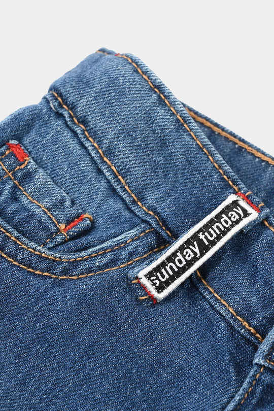 Boys Denim Rigid Shorts - Mid Blue