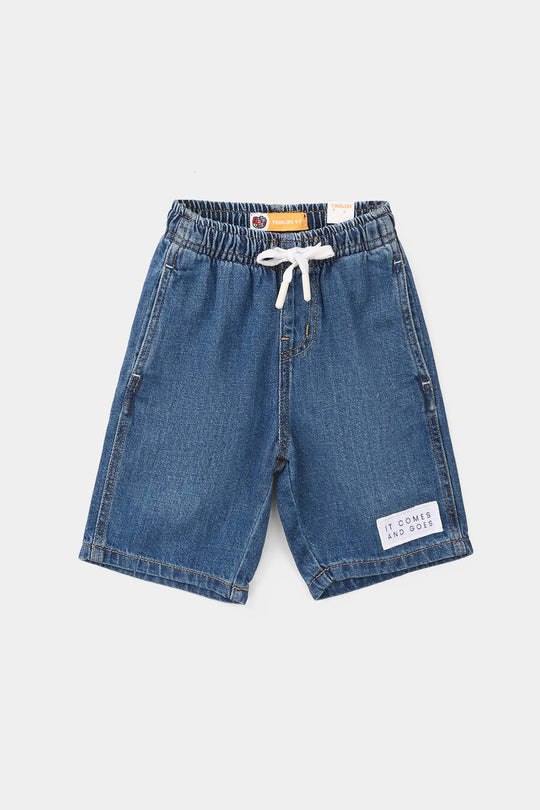 Boys Denim Rigid Shorts - Mid Blue