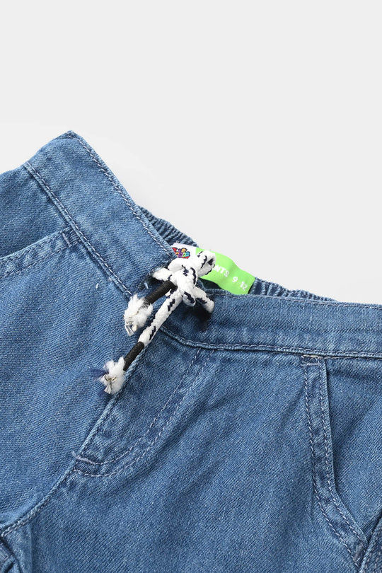 Infant Boys Denim Rigid Shorts (Mini Gentleman)- Mid Blue