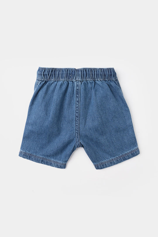 Infant Boys Denim Rigid Shorts (Mini Gentleman)- Mid Blue