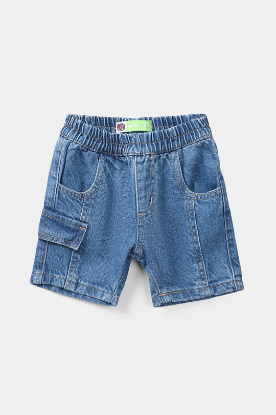 Infant Boys Denim Rigid Shorts - Mid Blue