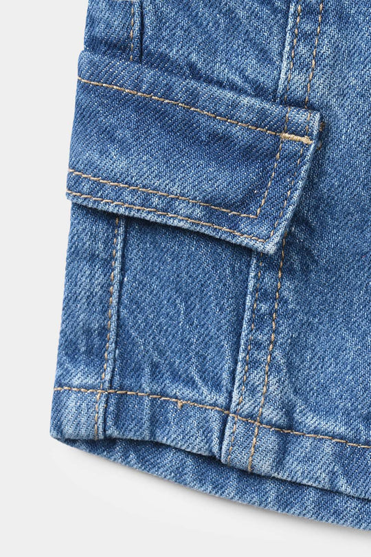 Infant Boys Denim Rigid Shorts - Mid Blue