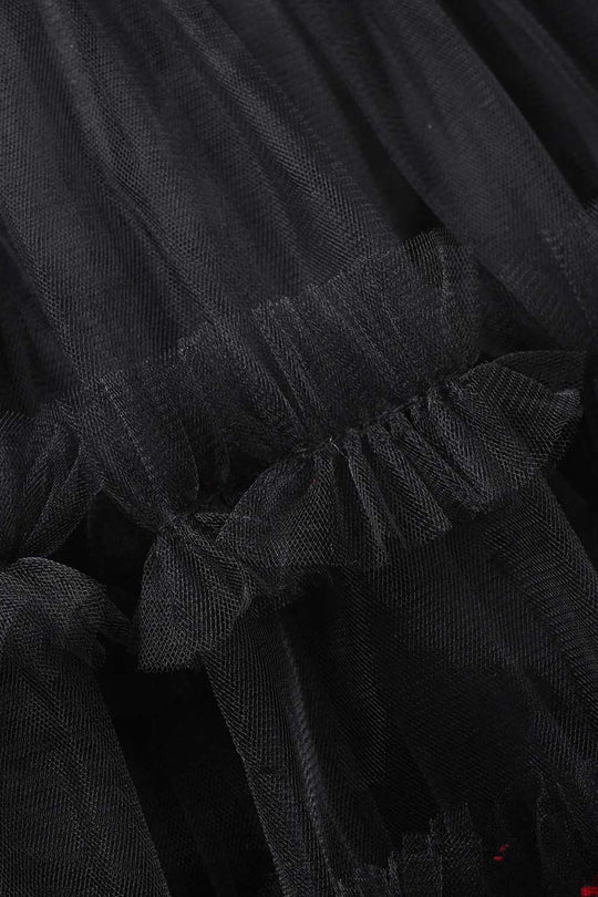 Girls Net Fancy Frock - Black