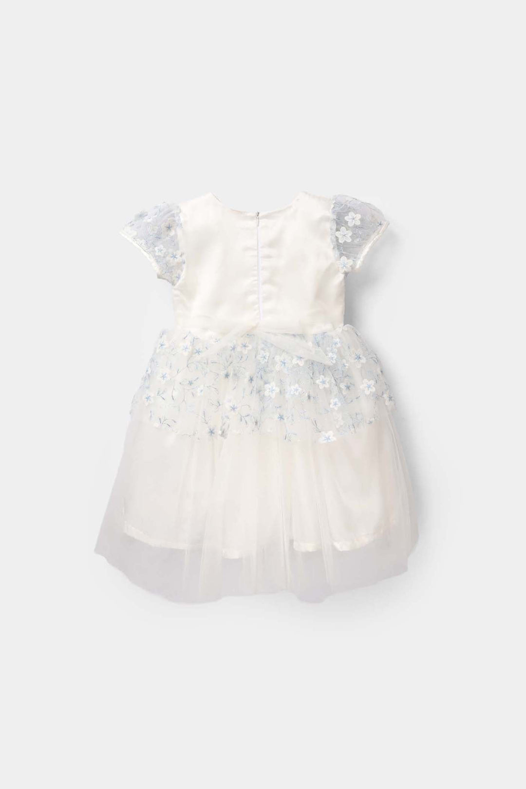 Girls Net Fancy Frock - White