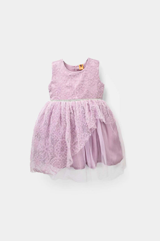 Girls Net Fancy Frock - Purple