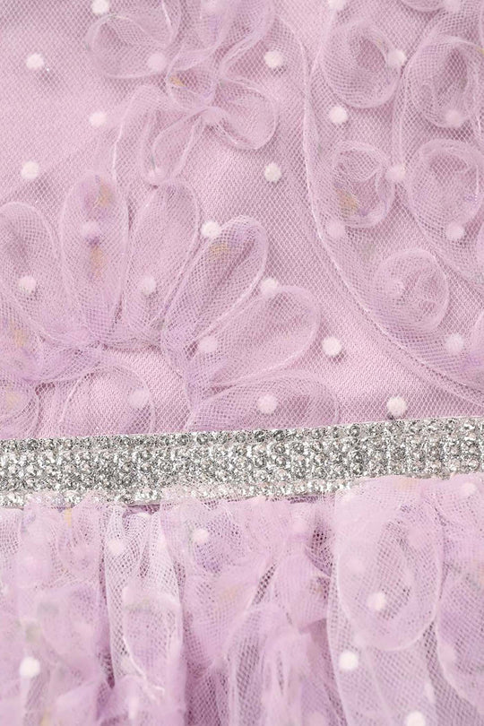 Girls Net Fancy Frock - Purple