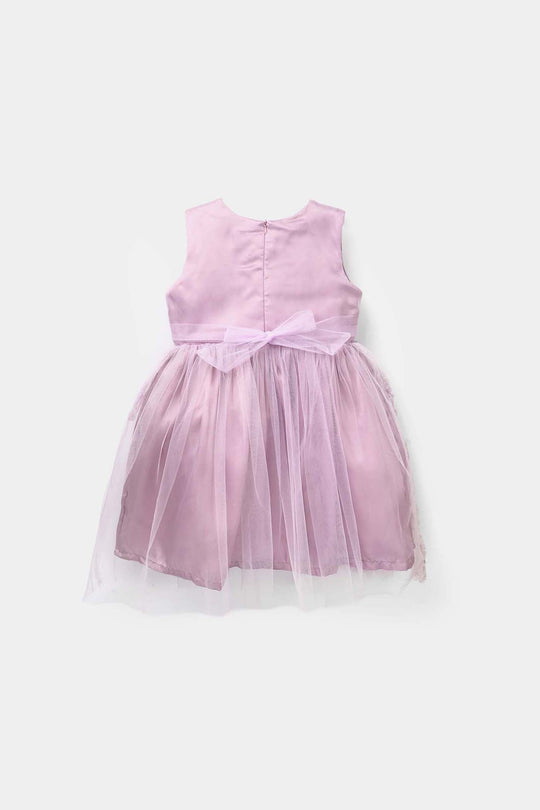 Girls Net Fancy Frock - Purple